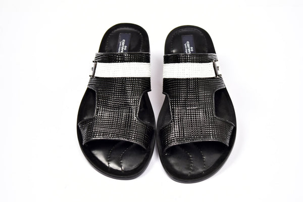Corrente Perforated Calfskin Sandal - Black