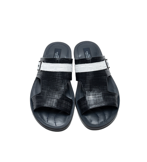 Corrente Perforated Calfskin Sandal - Navy