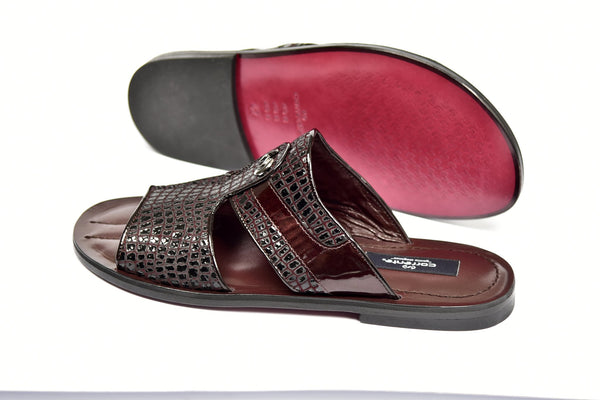 Corrente Calfskin Sandal - Burgundy