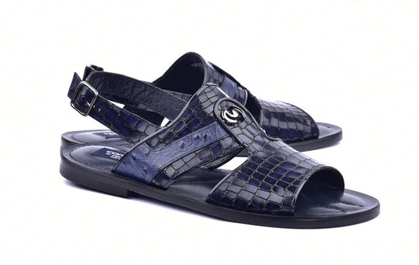 Corrente Calfskin Sandal - Navy