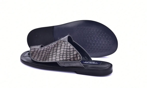 Corrente Printed Calfskin Sandal - Grey