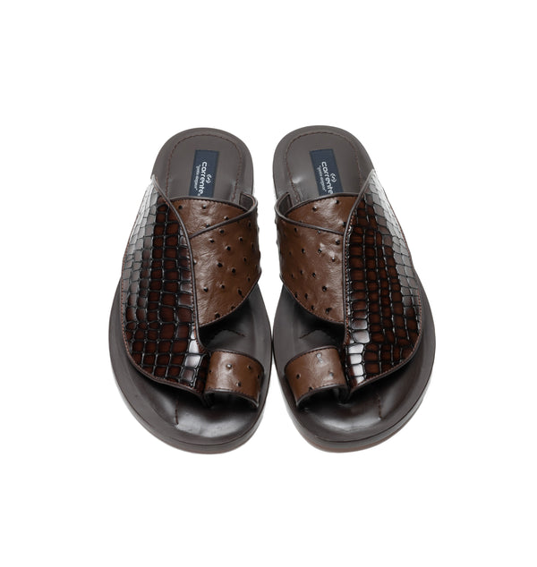 Corrente Printed Calfskin Sandal - Tobacco