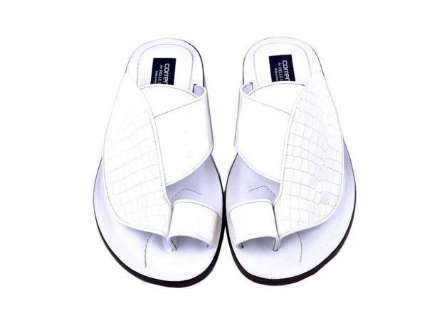Corrente Exotic Calfskin Sandal - White