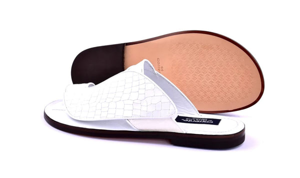 Corrente Exotic Calfskin Sandal - White
