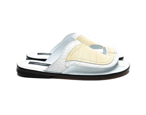 Corrente Exotic Calfskin Sandal - White