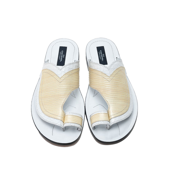 Corrente Exotic Calfskin Sandal - White