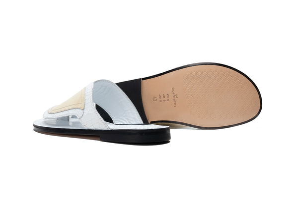 Corrente Exotic Calfskin Sandal - White
