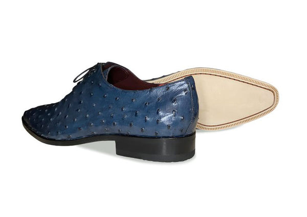 Pelle Exotics Ostrich Quill Oxford - Blue