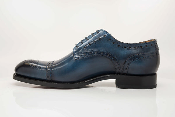 Ugo Vasare Burnished Calfskin Oxford - Blue