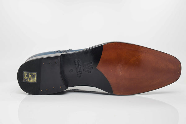 Ugo Vasare Burnished Calfskin Oxford - Blue