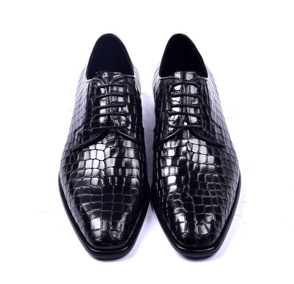 Corrente Crocodile Calfskin Oxford - Black