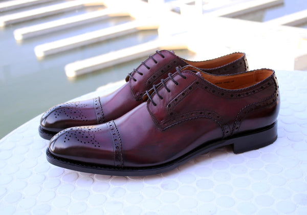 Ugo Vasare Burnished Calfskin Oxford - Burgundy