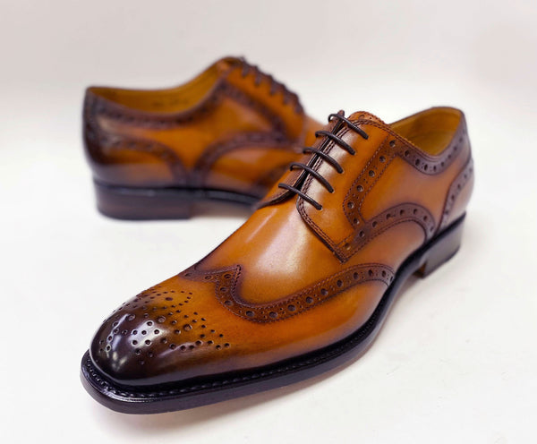 Ugo Vasare Calfskin Wingtip Oxford - Caramel