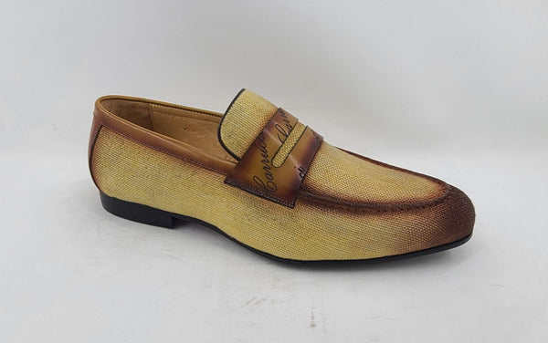 C&E Shoes Canvas Calfskin Loafer - Yellow/Brown