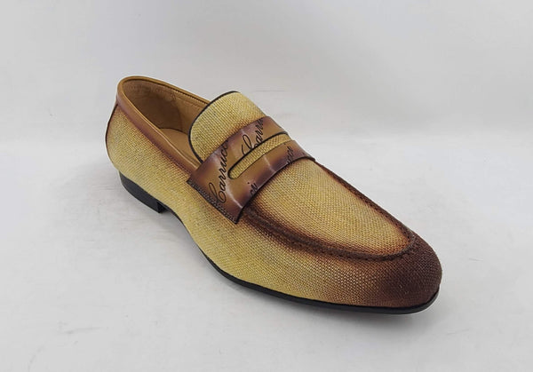 C&E Shoes Canvas Calfskin Loafer - Yellow/Brown