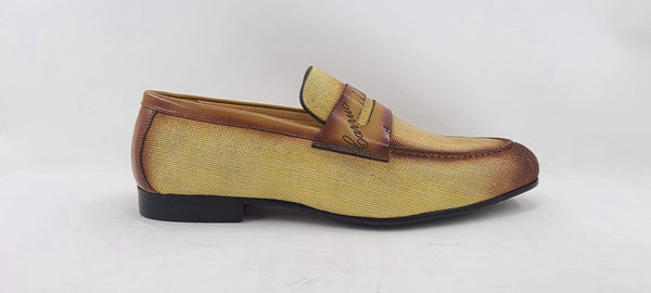 C&E Shoes Canvas Calfskin Loafer - Yellow/Brown