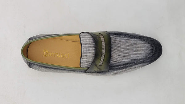 C&E Shoes Canvas Calfskin Loafer - Grey/Olive