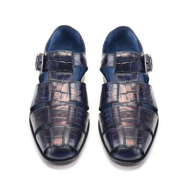 Pelle Crocodile Sandal - Blue