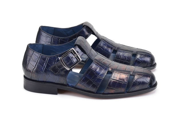 Pelle Crocodile Sandal - Blue
