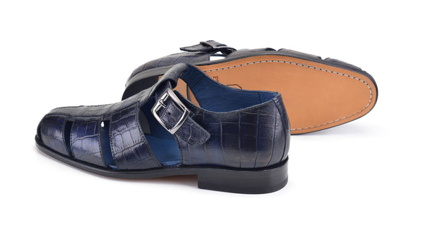 Pelle Crocodile Sandal - Blue