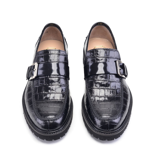 Pelle Crocodile Loafer - Black