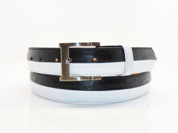 Maurice Ostrich Belt - Black/White