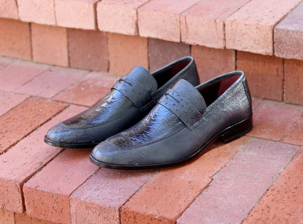 Pelle Exotics Conor Ostrich Loafer - Grey