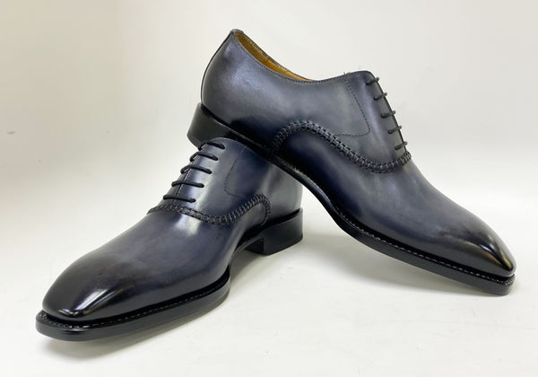 Ugo Vasare "Daniel" Burnished Calfskin Lace-Up Oxford Grey
