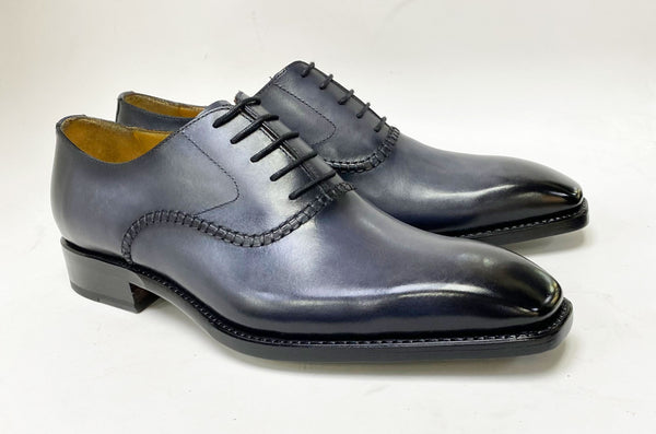 Ugo Vasare "Daniel" Burnished Calfskin Lace-Up Oxford Grey