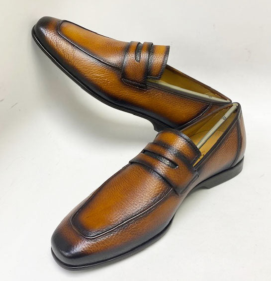 Mezlan Deerskin Penny Loafer - Cognac