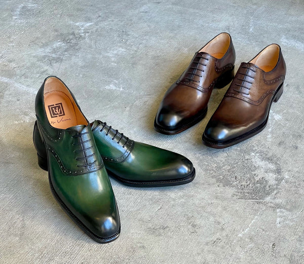 Ugo Vasare "Hudson" Burnished Calfskin Lace-Up Oxford Brown