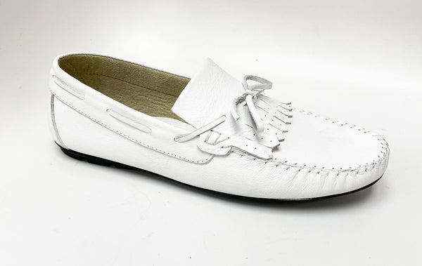 C&E Calfskin Driving Moccasin - White
