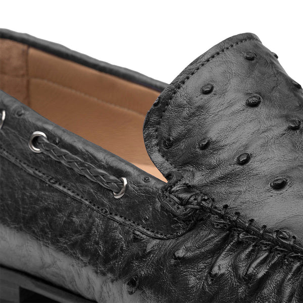 Mezlan Ostrich Moccasin - Black