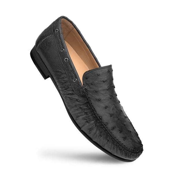 Mezlan Ostrich Moccasin - Black