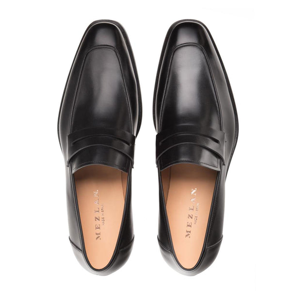 Mezlan Calfskin Penny Loafer - Black