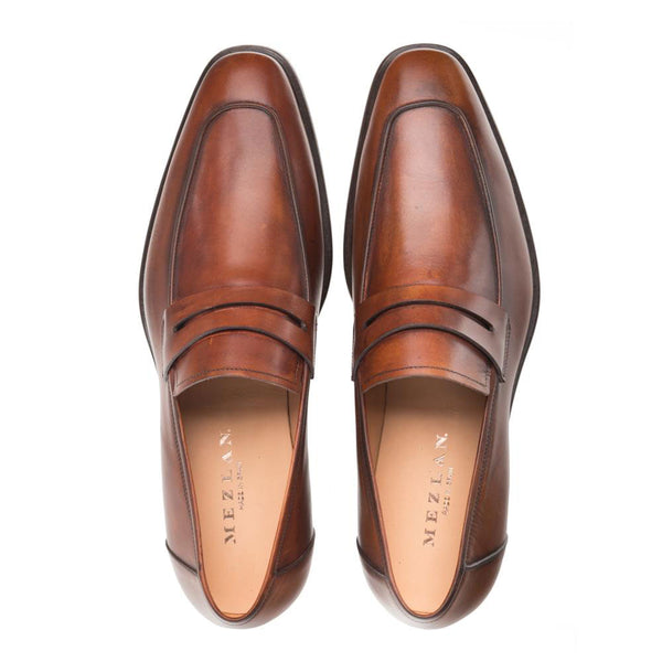 Mezlan Calfskin Penny Loafer - Cognac