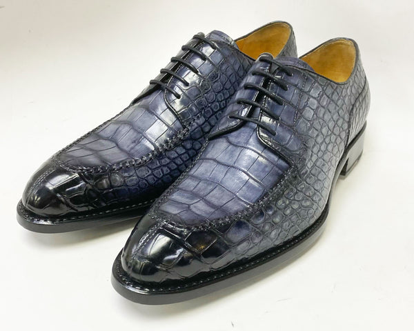 Ugo Vasare Alligator Lace-Up Shoe - Grey