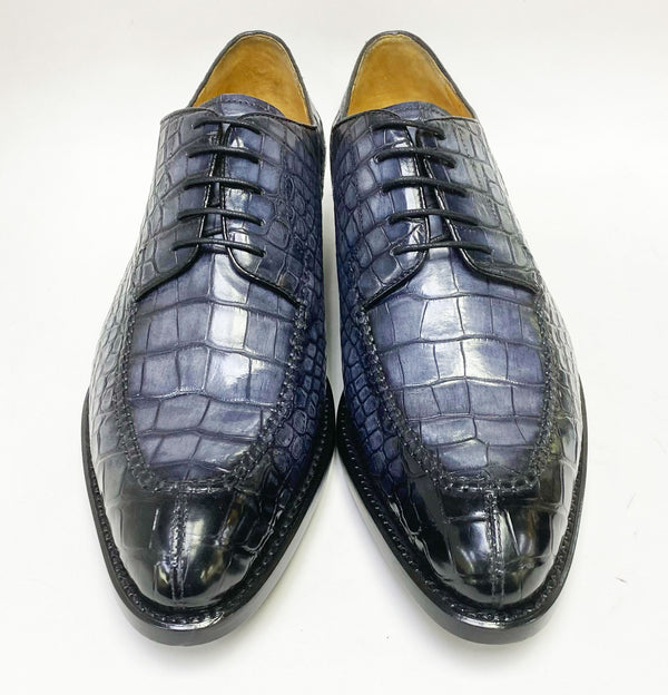 Ugo Vasare Alligator Lace-Up Shoe - Grey