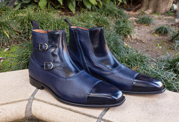 Mezlan Calfskin/Deerskin Boot - Blue