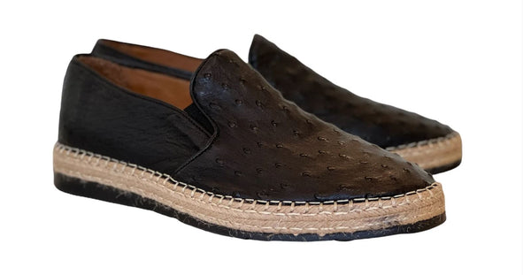 Pelle San Remo Ostrich Espadrille Loafer - Black