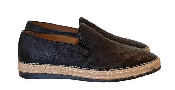 Pelle San Remo Ostrich Espadrille Loafer - Black