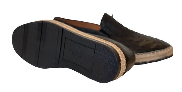 Pelle San Remo Ostrich Espadrille Loafer - Black