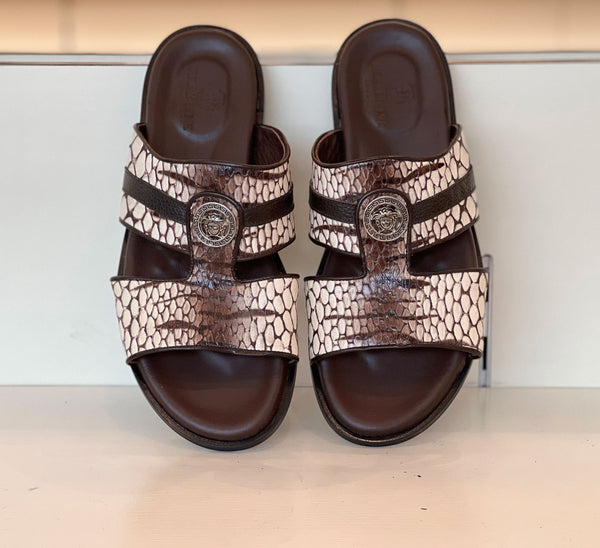 Pelle Vinnie Leather Sandal - Brown/White
