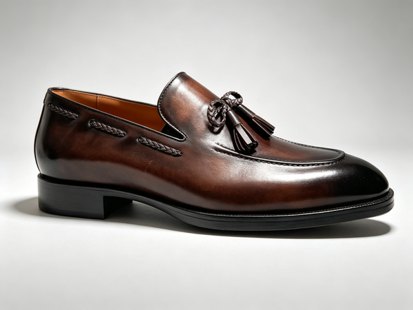 Maurice E Leather Tasseled Loafer - Brown