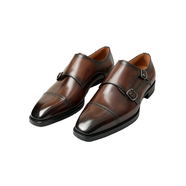 Maurice E Leather Double Monkstrap - Brown