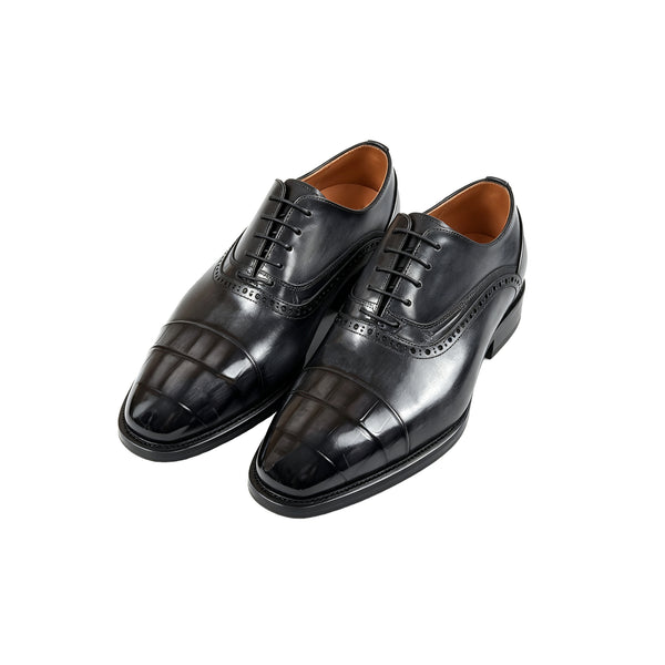 Maurice E Leather Lace-Up Oxford - Black