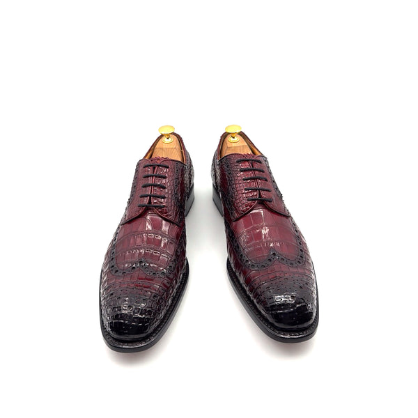 Ugo Vasare Alligator Lace-Up Oxford - Burgundy