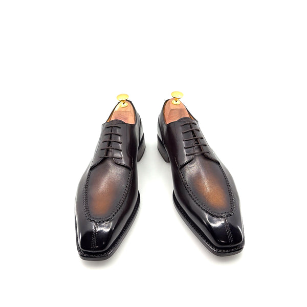Ugo Vasare "Norman" Calfskin Lace-Up Split-Toe Derby - Cognac
