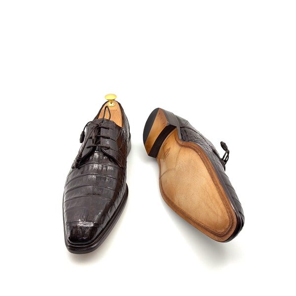 Mezlan "Beverly Hills" Crocodile Lace-Up Shoe Brown