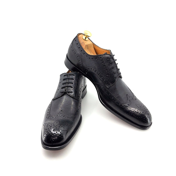 Ugo Vasare Llama Leather Wingtip Oxford - Black